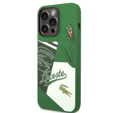 Lacoste Hard Case Liquid Silicone / Microfiber Patchwork B, Compatible with iPhone 14 Pro - Green