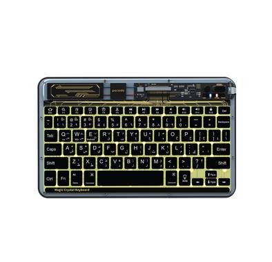 Porodo Crystal Shell Ultra-Slim Keyboard with Up to 50 Hours Working Time, Built-in Battery, Multi-Device Connection, 7 LED Colors, 500mAh Battery - Black