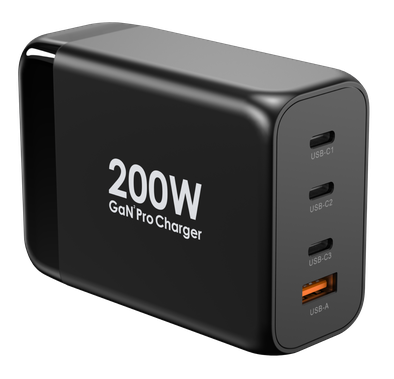 Powerology 200W GaN Smart Terminal (3 PD Port + 1 Q.C Port) - Black
