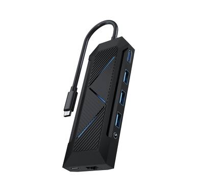 Porodo Universal 9 in 1 USB-C Hub Gamers Edition - Black