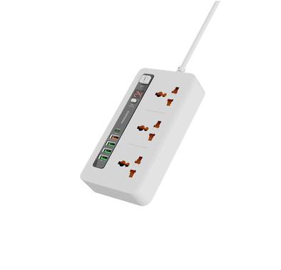 Porodo Multi-Port Power HUB Ultimate Home & Office Kit with 4 USB-A & 1 USB-C, 2m Cable Length, Built-in Safeguard, Over-Heat Protection, LED Display - White