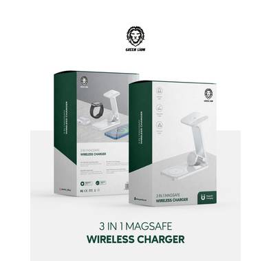 Green Lion 3 In 1 MagSafe Wireless Charger  - White