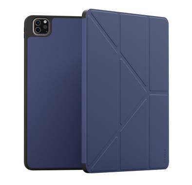 Levelo Elegante Hybrid Leather Case for iPad Pro 4th to 6th Generation, Vertical Orientation & Horizontal Positioning, Shock Absorbent Bumper Case, 360° Protection, Easy Snap-On, Accurate Cut-Outs - Blue