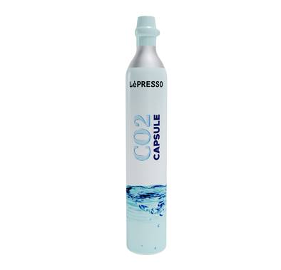 LePresso CO2 Capsule, 0.6L Capacity, Carbonates Up to 100 Cups of Beverages, Aluminum Alloy Material, Safe & Without Gas Leakage, Easy Install & Usage - Silver