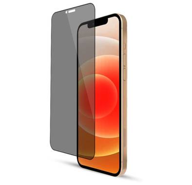 Levelo Privacy Silicone Edge Tempered Screen Protector for iPhone 12 / 12 Pro - Black