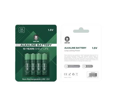 Green Lion Alkaline AA Battery with a 10 Year Shelf Life, Accidental Leakage Protection, Long Lasting Power, 1.5V Voltage - Green