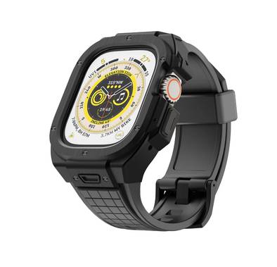 Green Lion Styled Ultra Case for Apple Watch 49mm, Anti-Drop & Shockproof, 316 Stainless Steel Frame Material, All Round Protection, Comfortable Wear - Black