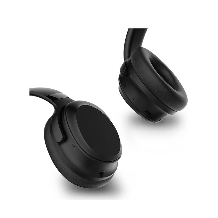 Powerology Noise Cancellation Headphones with Long Battery Life, Comfort Wear, Super Bass, 30 Hours Playtime, Type-C Charging Port, 5.3 Bluetooth Version, Foldable Design, ANC - Black