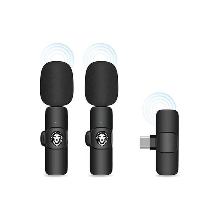Green Lion 3-in-1 Wireless Microphone with 20 Meters Range, Highly Sensitive, 60mAh Battery Capacity, 5-6 Hours Battery Life - Black
