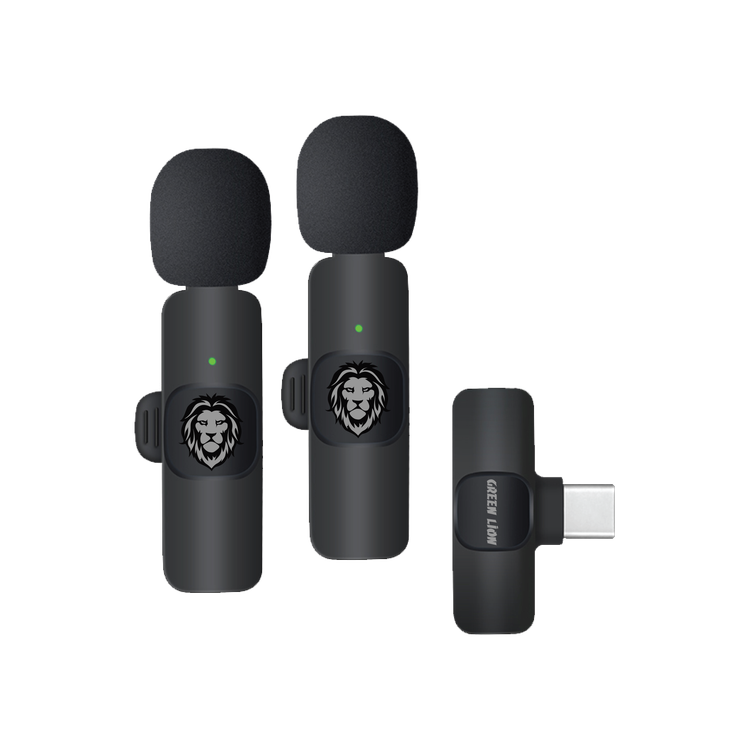 Green Lion 3-in-1 Wireless Microphone with 20 Meters Range, Highly Sensitive, 60mAh Battery Capacity, 5-6 Hours Battery Life - Black