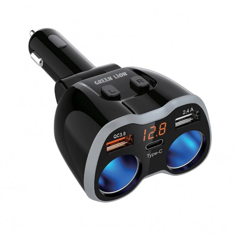 Green Lion Multi-Port Car Charger Adapter - Black