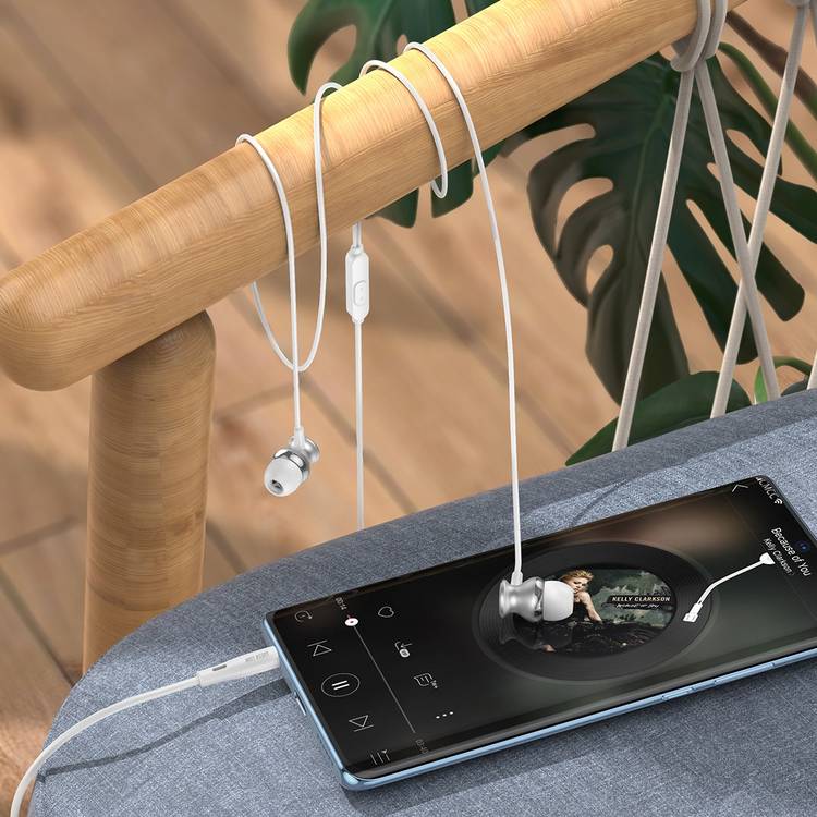 Green Lion Metal Wired Earphones with Crystal Clear Sound, Hi-Fi Audio, Chic Design, Premium Quality, 3.5mm Audio Jack, 10mm Speaker Size, High Elastic TPE Cable Material - White