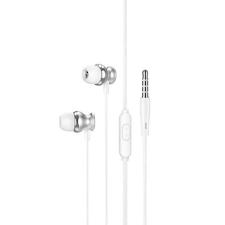 Green Lion Metal Wired Earphones with Crystal Clear Sound, Hi-Fi Audio, Chic Design, Premium Quality, 3.5mm Audio Jack, 10mm Speaker Size, High Elastic TPE Cable Material - White