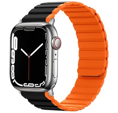 Green Lion 2-In-1 Silicone + Magnets Watch Strap - Black / Orange