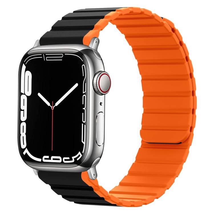 Green Lion 2-In-1 Silicone + Magnets Watch Strap - Black / Orange