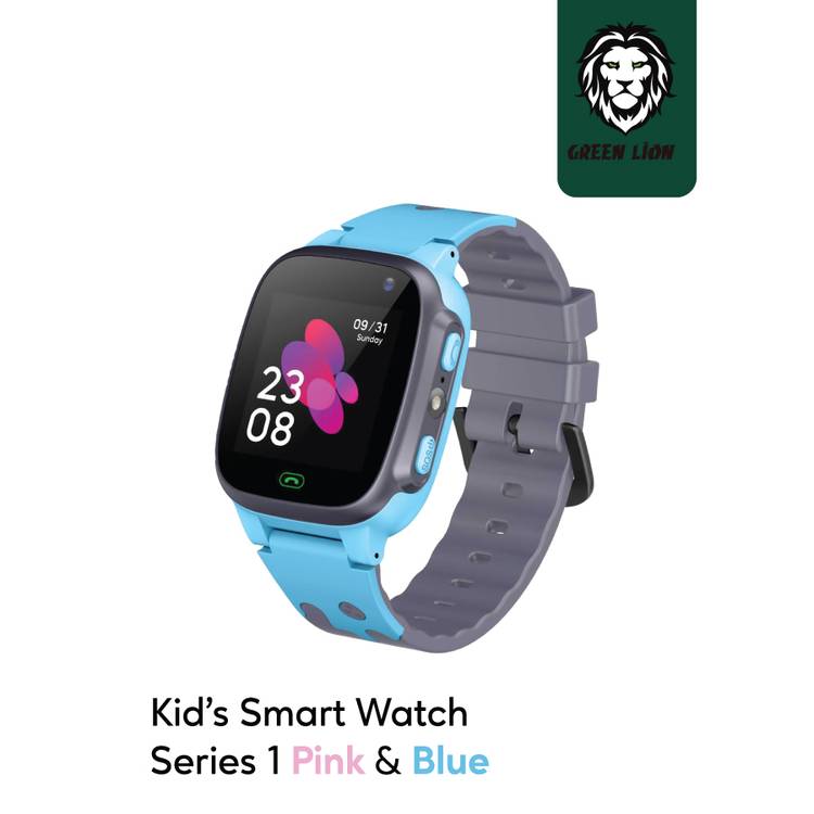 Green Lion Kids Smart Watch Series 1, Touch Control Method, Charging with Micro USB Cable, 5 Days Standby Time, 400 mAh Battery, 32 MB RAM, HD Camera - Blue 