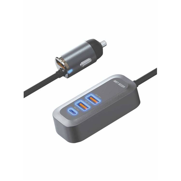 Green Lion Triple QC & PD Car Charger with 100W Total Output, USB-C & ×3 USB-A Ports, Fast Charging, Premium Materials, Charging Protection, Overheat Protection - Black