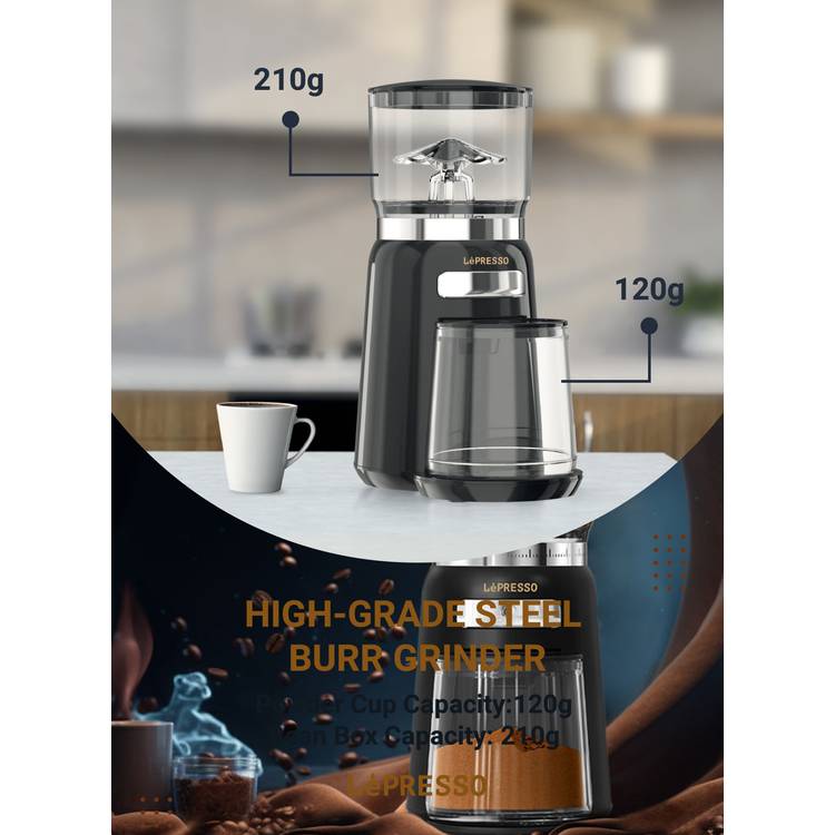 Shop LePresso High Performance Coffee Bean Grinder in UAE 150W Power Black Color LPPWGRBK