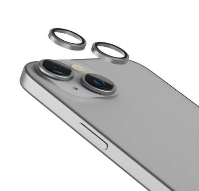  Levelo Lucent Duo 9H Hardness Camera Lens Protector for iPhone 15 / 15 Plus, Perfect Fit, 9H Hardness, Explosion Proof, Easy Install & Removal, Anti-Scratch & Anti-Drop - Silver