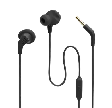 JBL Endurance Run2 Sports Wired In-Ear Headphones, Twist Lock, Water Proof, Sweat Resistant, Magnetic Buds, Hands-Free Phone Calls, 8.2mm Driver Size, JBL Pure Bass Sound - Black