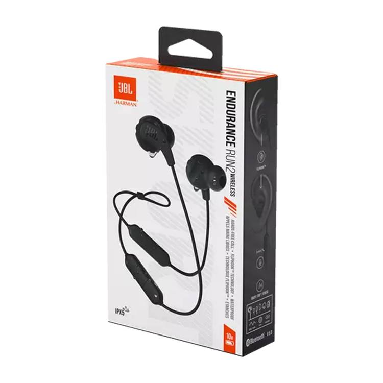 JBL Endurance Run2 Sports Wired In-Ear Headphones, Twist Lock, Water Proof, Sweat Resistant, Magnetic Buds, Hands-Free Phone Calls, 8.2mm Driver Size, JBL Pure Bass Sound - Black