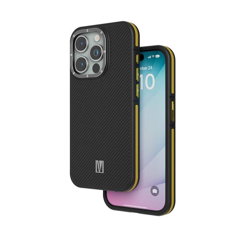Levelo Ox Carbon Case for iPhone 15 Pro - Yellow