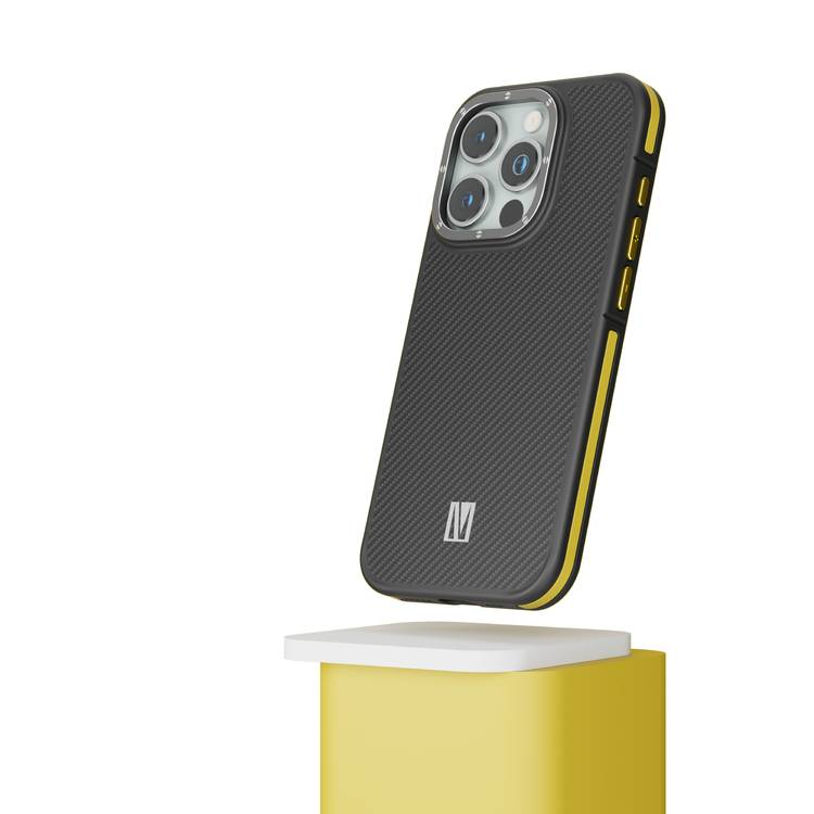 Levelo Ox Carbon Case for iPhone 15 Pro - Yellow