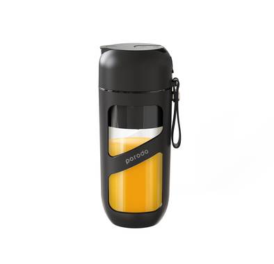 Porodo Lifestyle Juice & Smoothie Blender Vacuum Fresh Portable, 10 Cups Full Charge, 380ml Capacity, Built-in Straw, 1500mAh Battery, Stainless Steel Blades - Black