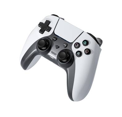 Porodo Gaming PS4 Wireless Gamepad Controller with Macro & Turbo Keys, 7 Hours Working Time, PS4, PS3 & PC Compatibility, RGB Lights, 600mAh Battery Capacity - White / Black