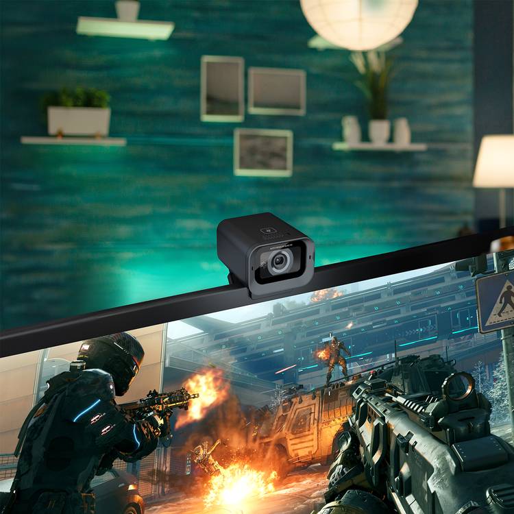 Porodo Gaming Auto Focus Web Cam with Tripod, Built-in Microphone, Precise Focus, 80° Field of View, Plug & Play, USB Connection, Realtek Sensor & CPU - Black