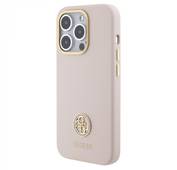 Guess Silicone Case with 4G Strass Logo Case - White - iPhone 15