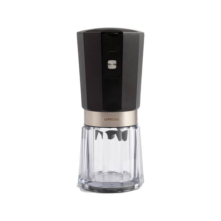 LePresso Rechargeable Coffee Grinder with 35g Capacity, 40 Cups per a Single Charge, 420ss High-Grade Steel, 800mAh Battery, 18W Rated Power - Black