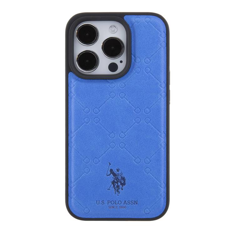 U.S.Polo Assn. PU Leather HS Pattern Case for iPhone 15 Series - Blue - iPhone 15 Pro
