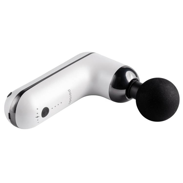 Porodo Lifestyle Mini Massage Gun with 4 Interchangeable Heads, Up to 4 Hours Working Time, 2000mAh Battery Capacity, 4 Adjustable Speeds, Type-C Charging Port - White