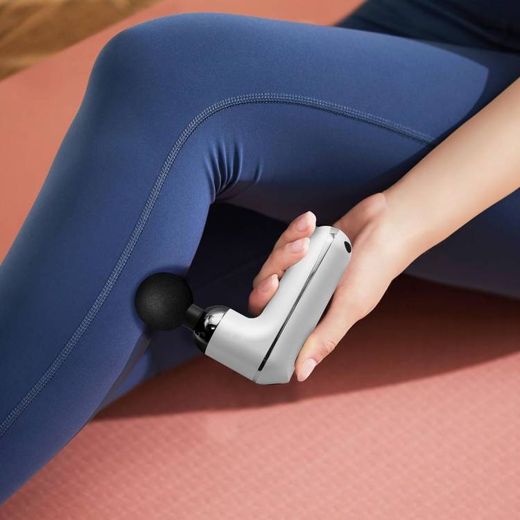 Porodo Lifestyle Mini Massage Gun with 4 Interchangeable Heads, Up to 4 Hours Working Time, 2000mAh Battery Capacity, 4 Adjustable Speeds, Type-C Charging Port - White
