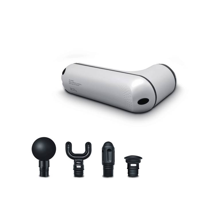 Porodo Lifestyle Mini Massage Gun with 4 Interchangeable Heads, Up to 4 Hours Working Time, 2000mAh Battery Capacity, 4 Adjustable Speeds, Type-C Charging Port - White