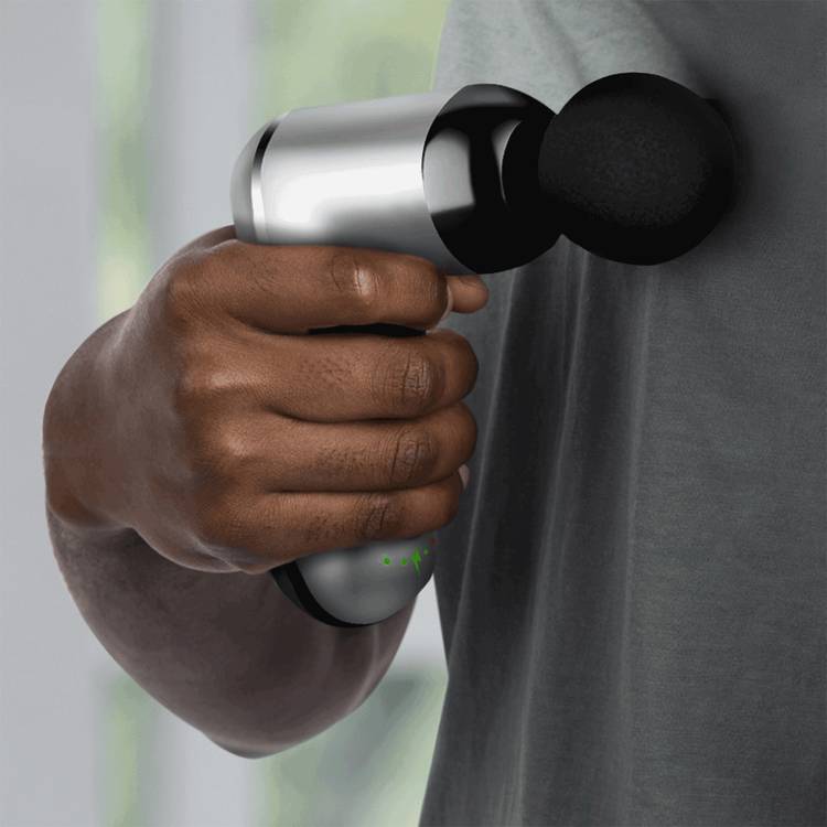 Porodo Lifestyle Mini Massage Gun with 4 Interchangeable Heads, Up to 4 Hours Working Time, 2000mAh Battery Capacity, 4 Adjustable Speeds, Type-C Charging Port - White