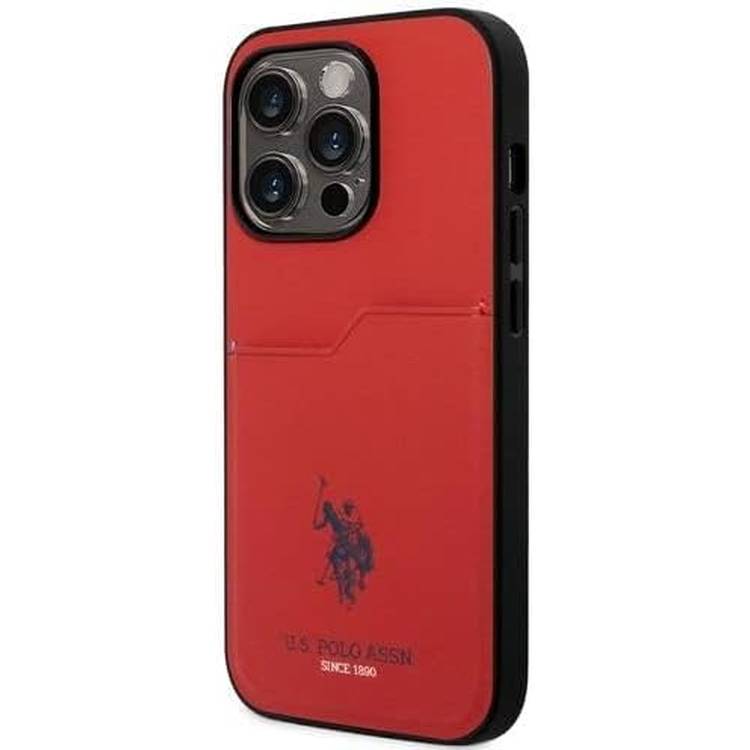 U.S.Polo Assn. PU Card Slot DH Hard Case  - Red - iPhone 15 Pro
