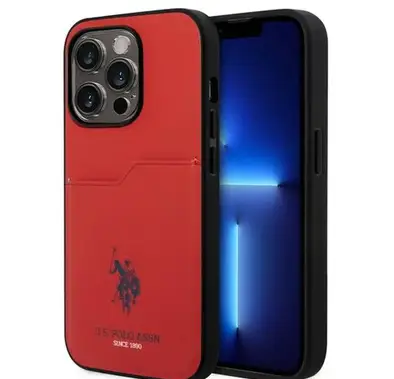 U.S.Polo Assn. PU Card Slot DH Hard Case  - Red - iPhone 15 Pro