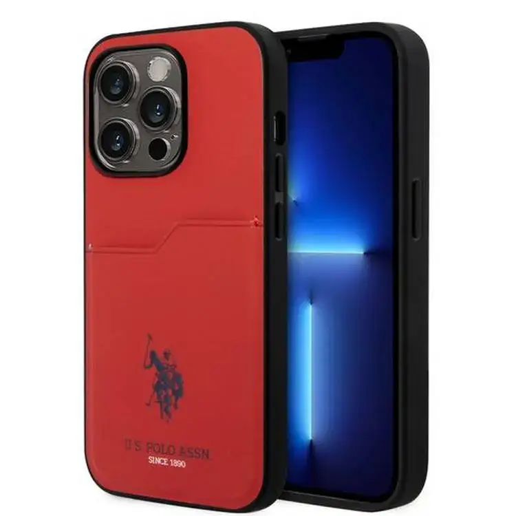 U.S.Polo Assn. PU Card Slot DH Hard Case  - Red - iPhone 15 Pro