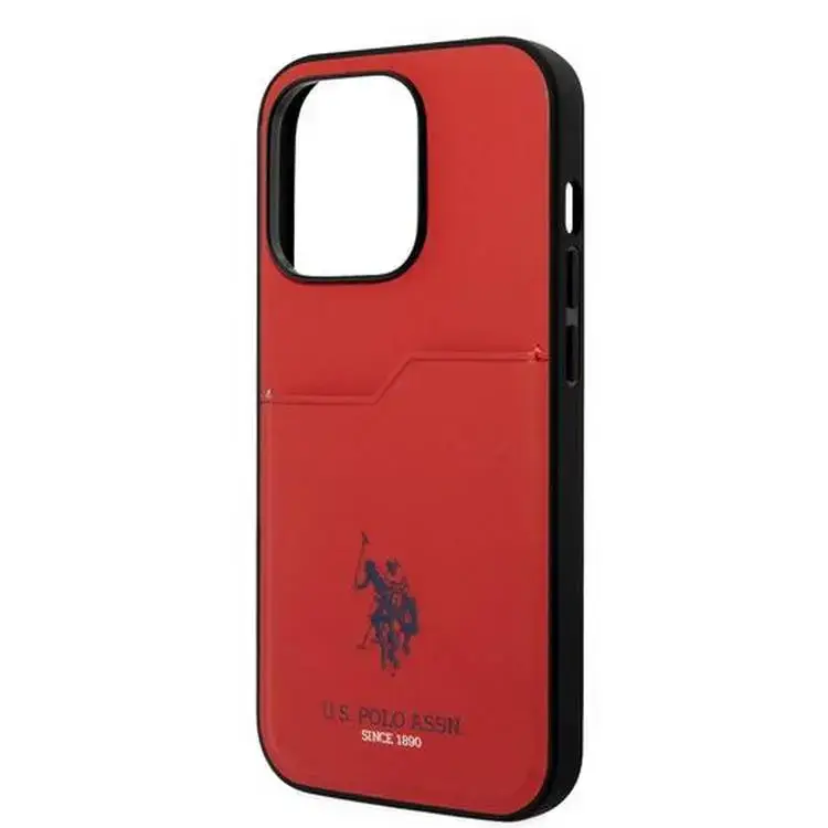 U.S.Polo Assn. PU Card Slot DH Hard Case  - Red - iPhone 15 Pro