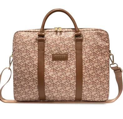 Guess Computer Bag Gcube Stripes - Brown