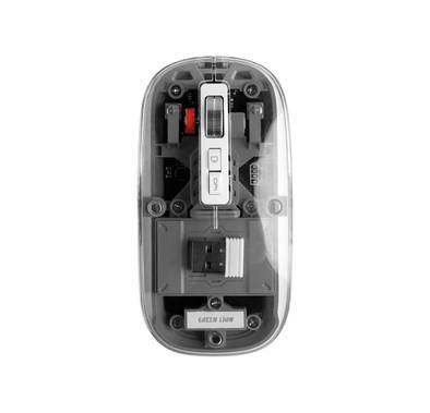 Green Lion Transparent Mouse with Adjustable Optical Resolution, Up to 3 Million Clicks, 400mAh Battery, Connects Up to 3 Devices, Plug & Play, Up to 10m Wireless Range - Gray