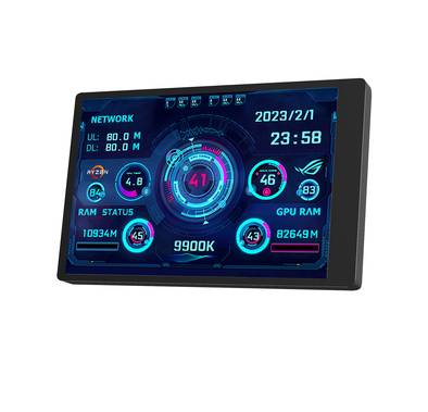 Porodo Gaming Mini PC Health Monitor with Aluminum Frame, Macro Software, 3M Adhesive, Plug & Play, 3.5 Inches IPS Screen, USB to Type-C Connection, CH552T Chip - Black 