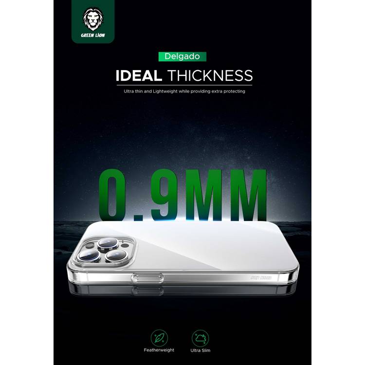 Green Lion Delgado PC Case for iPhone 15 Pro, Anti-Fingerprint, Eco-Friendly Material, Anti-Yellowing, HD Clarity -Clear
