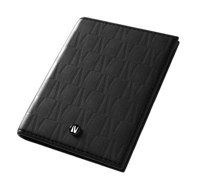 Levelo Bifold Black Genuine Leather With Debossed Logo Po...