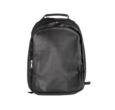 Levelo Elegancia Universal 16" Backpack with LVL Signature Logo, Leather Material, Water Resistant, Multiple Pockets - Black