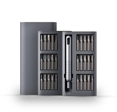Powerology 31 Bits Stainless Steel Screwdriver Kit, S2 Steel Handle & Bits, Aluminum Shell, Perfect Grip - Gray
