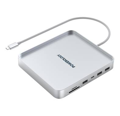 Powerology iMac 24 Inch Type C Dock with SSD Enclosure 10Gbps, 150Mbps Micro SD Slot, Non-Slip Base - Gray