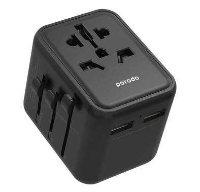 Porodo Dual USB-A Universal Travel Adapter 2.4A, Lightwei...